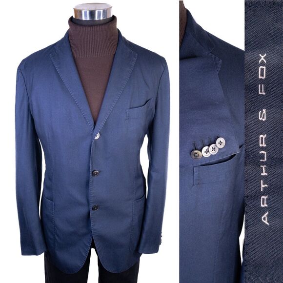ARTHUR & FOX SLIM Wool Sz 46R Sport Coat Jacket Blazer 3-Button Working Cuffs